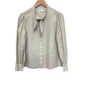 Clare V. striped blouse with a ruffled necktie  Size: S